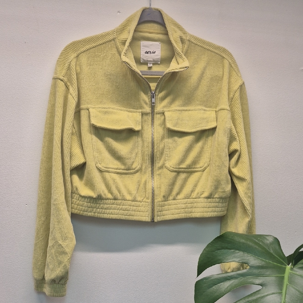 Aerie Soft Yellow Corduroy Utility Jacket
